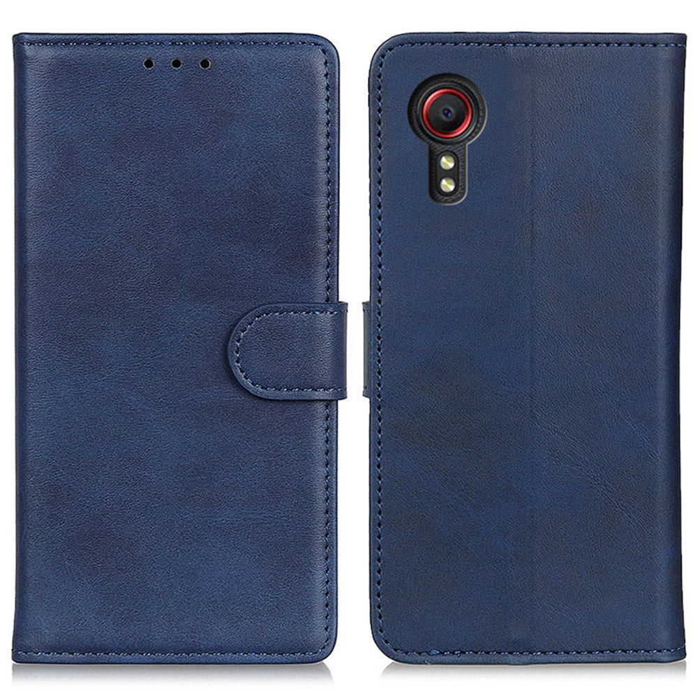 For Samsung Galaxy Xcover7 Cowhide Texture Leather Case with Wallet Stand - Blue For Samsung Galaxy Xcover7 Cowhide Texture Leather Case with Wallet Stand - Blue